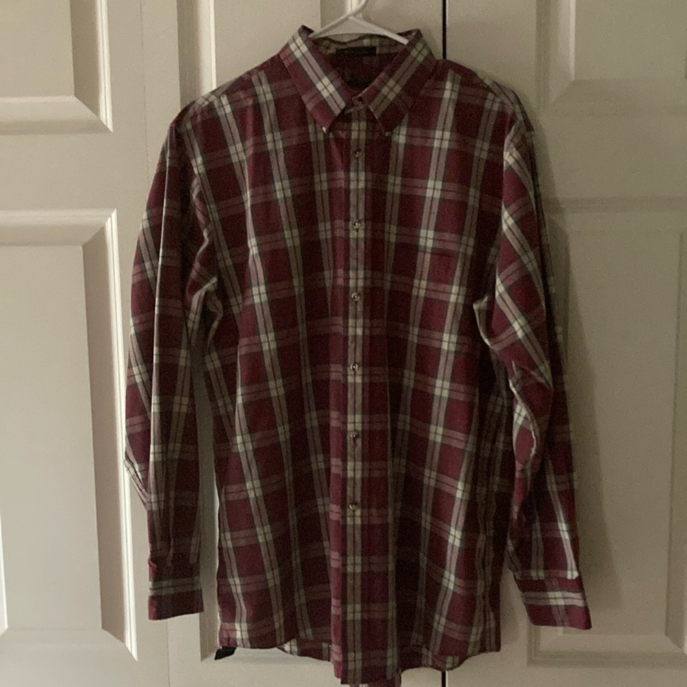 Eddie Bauer men’s large plaid casual button down shirt long sleeve classic